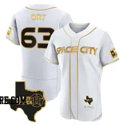 Men's Houston Astros Kaleb Ort Authentic White/Gold 2023 Space City Ready 2 Reign Flex Base Jersey