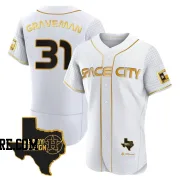 Men's Houston Astros Kendall Graveman Authentic White/Gold 2023 Space City Ready 2 Reign Flex Base Jersey