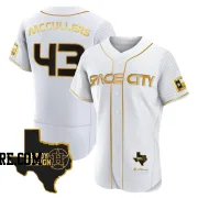 Men's Houston Astros Lance Mccullers Jr. Authentic White/Gold Lance McCullers Jr. 2023 Space City Ready 2 Reign Flex Base Jersey