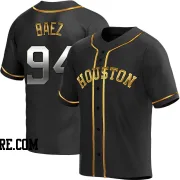 Men's Houston Astros Luis Baez Replica Black Golden Alternate Jersey