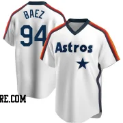 Men's Houston Astros Luis Baez Replica White Home Cooperstown Collection Team Jersey