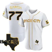 Men's Houston Astros Luis Garcia Authentic White/Gold 2023 Space City Ready 2 Reign Flex Base Jersey