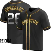 Men's Houston Astros Luis Gonzalez Replica Black Golden Alternate Jersey