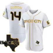 Men's Houston Astros Mauricio Dubon Authentic White/Gold 2023 Space City Ready 2 Reign Flex Base Jersey