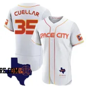 Men's Houston Astros Mike Cuellar Authentic White 2023 Space City Ready 2 Reign Flex Base Jersey