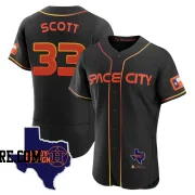 Men's Houston Astros Mike Scott Authentic Black 2023 Space City Ready 2 Reign Flex Base Jersey