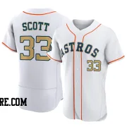 Men's Houston Astros Mike Scott Authentic Gold White 2023 Collection Jersey