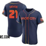 Men's Houston Astros Nolan Devos Authentic Navy 2022 City Connect Jersey