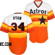 Men's Houston Astros Nolan Ryan Authentic White/Orange Throwback Jersey