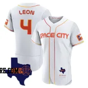 Men's Houston Astros Pedro Leon Authentic White 2023 Space City Ready 2 Reign Flex Base Jersey