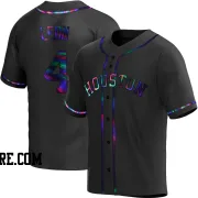 Men's Houston Astros Pedro Leon Replica Black Holographic Alternate Jersey