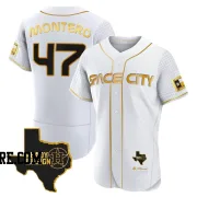 Men's Houston Astros Rafael Montero Authentic White/Gold 2023 Space City Ready 2 Reign Flex Base Jersey