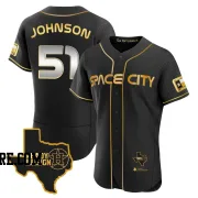 Men's Houston Astros Randy Johnson Authentic Black/Gold 2023 Space City Ready 2 Reign Flex Base Jersey