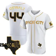 Men's Houston Astros Roy Oswalt Authentic White/Gold 2023 Space City Ready 2 Reign Flex Base Jersey