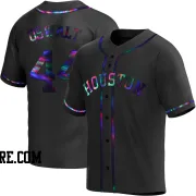 Men's Houston Astros Roy Oswalt Replica Black Holographic Alternate Jersey