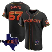 Men's Houston Astros Ryan Gusto Authentic Black 2023 Space City Ready 2 Reign Flex Base Jersey