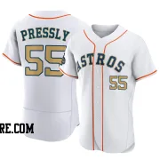 Men's Houston Astros Ryan Pressly Authentic Gold White 2023 Collection Jersey