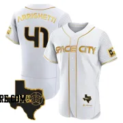 Men's Houston Astros Spencer Arrighetti Authentic White/Gold 2023 Space City Ready 2 Reign Flex Base Jersey