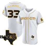 Men's Houston Astros Taylor Trammell Authentic White/Gold 2023 Space City Ready 2 Reign Flex Base Jersey