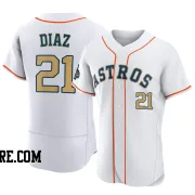 Men's Houston Astros Yainer Diaz Authentic Gold White 2023 Collection Jersey