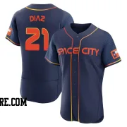 Men's Houston Astros Yainer Diaz Authentic Navy 2022 City Connect Jersey