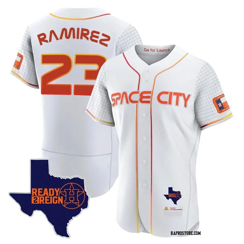 Men's Houston Astros Yeuris Ramirez Authentic White 2023 Space City Ready 2 Reign Flex Base Jersey