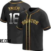 Men's Houston Astros Yusei Kikuchi Replica Black Golden Alternate Jersey