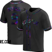 Men's Houston Astros Zach Dezenzo Replica Black Holographic Alternate Jersey