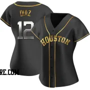 Women's Houston Astros Aledmys Diaz Replica Black Golden Alternate Jersey