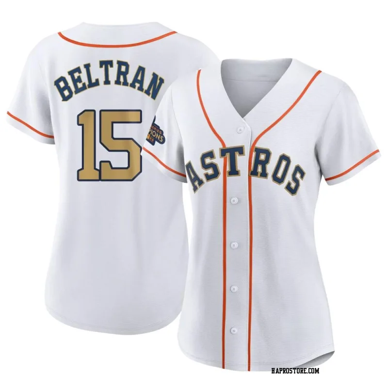 Women's Houston Astros Carlos Beltran Replica Gold White 2023 Collection Jersey