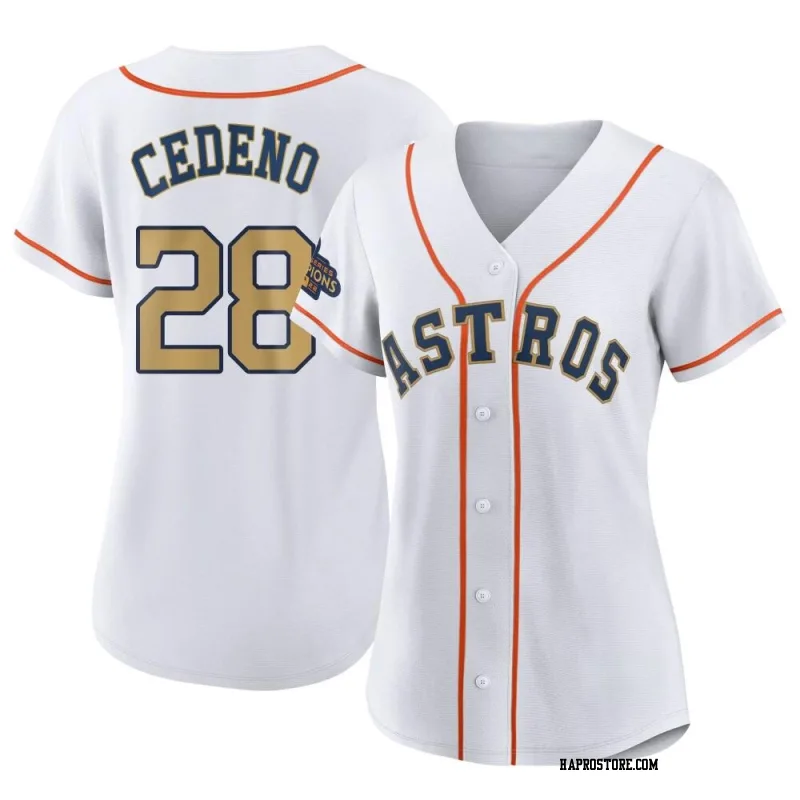 Women's Houston Astros Cesar Cedeno Replica Gold White 2023 Collection Jersey