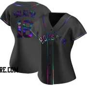 Women's Houston Astros Cesar Salazar Replica Black Holographic Alternate Jersey