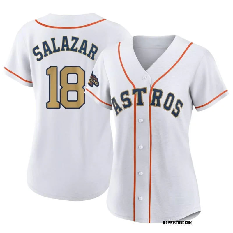 Women's Houston Astros Cesar Salazar Replica Gold White 2023 Collection Jersey