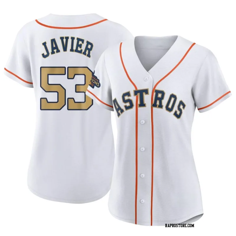 Women's Houston Astros Cristian Javier Authentic Gold White 2023 Collection Jersey