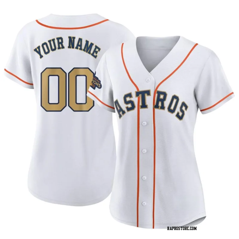 Women's Houston Astros Custom Authentic Gold White 2023 Collection Jersey