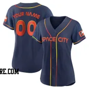 Women's Houston Astros Custom Authentic Navy 2022 City Connect Jersey