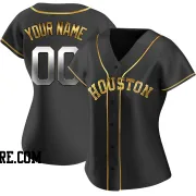 Women's Houston Astros Custom Replica Black Golden Alternate Jersey