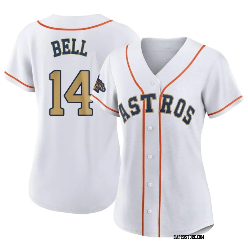 Women's Houston Astros Derek Bell Replica Gold White 2023 Collection Jersey