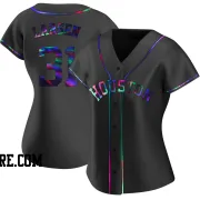 Women's Houston Astros Don Larsen Replica Black Holographic Alternate Jersey