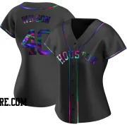 Women's Houston Astros Don Wilson Replica Black Holographic Alternate Jersey