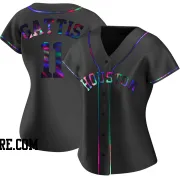 Women's Houston Astros Evan Gattis Replica Black Holographic Alternate Jersey