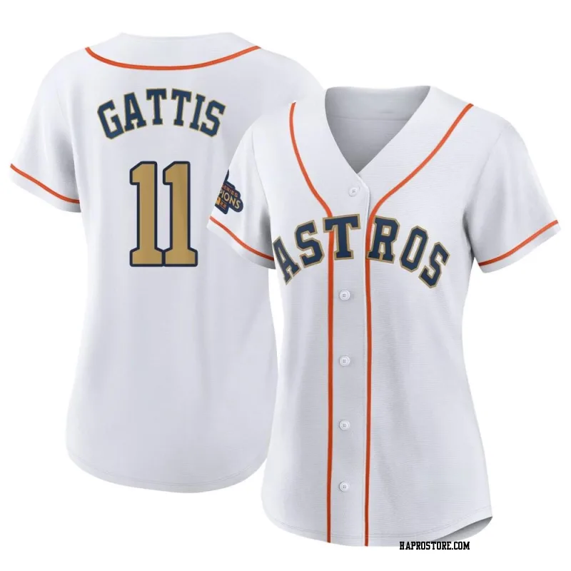 Women's Houston Astros Evan Gattis Replica Gold White 2023 Collection Jersey