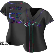 Women's Houston Astros Framber Valdez Replica Black Holographic Alternate Jersey