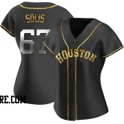 Women's Houston Astros Jairo Solis Replica Black Golden Alternate Jersey