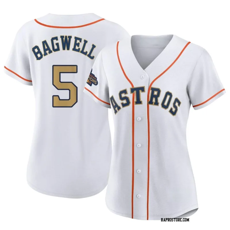 Women's Houston Astros Jeff Bagwell Replica Gold White 2023 Collection Jersey