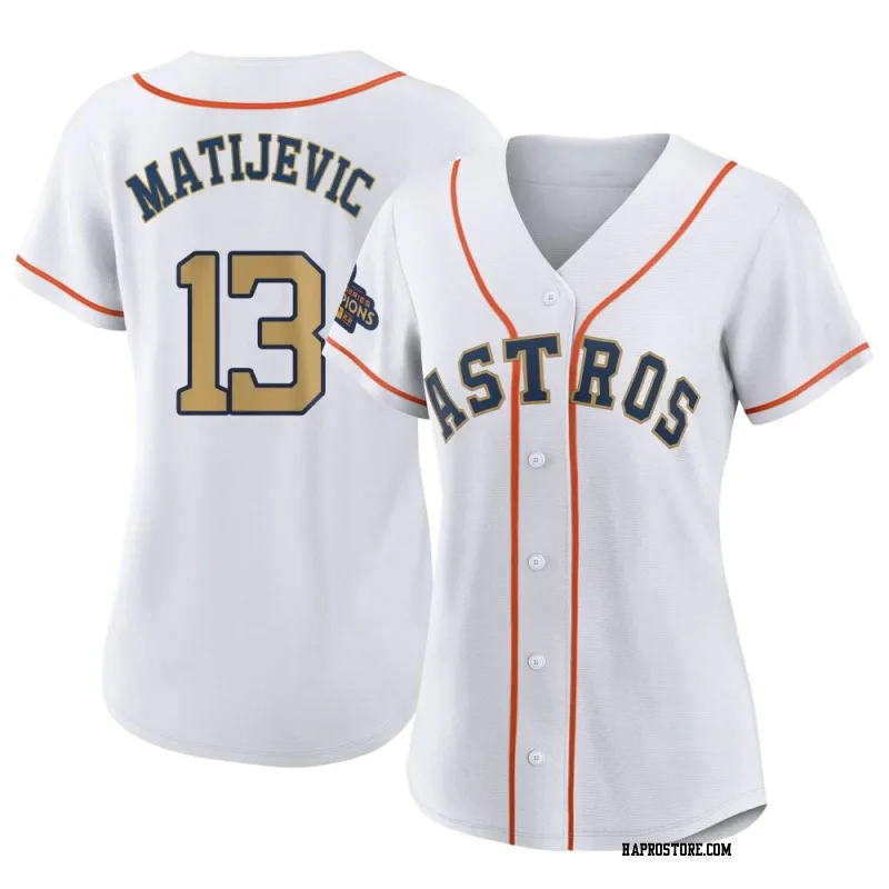 Women's Houston Astros J.J. Matijevic Replica Gold White 2023 Collection Jersey