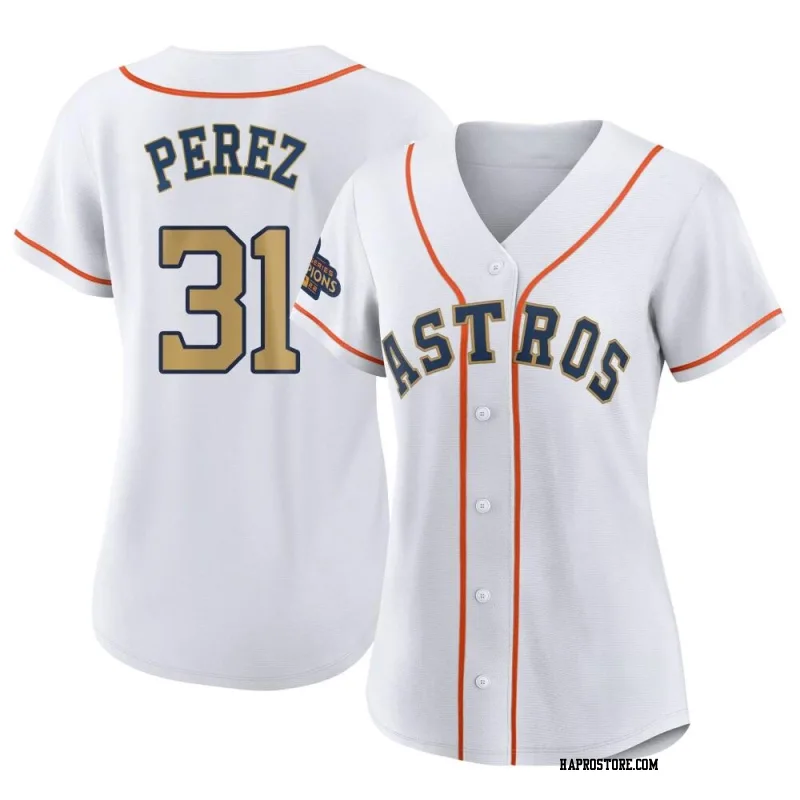 Women's Houston Astros Joe Perez Authentic Gold White 2023 Collection Jersey