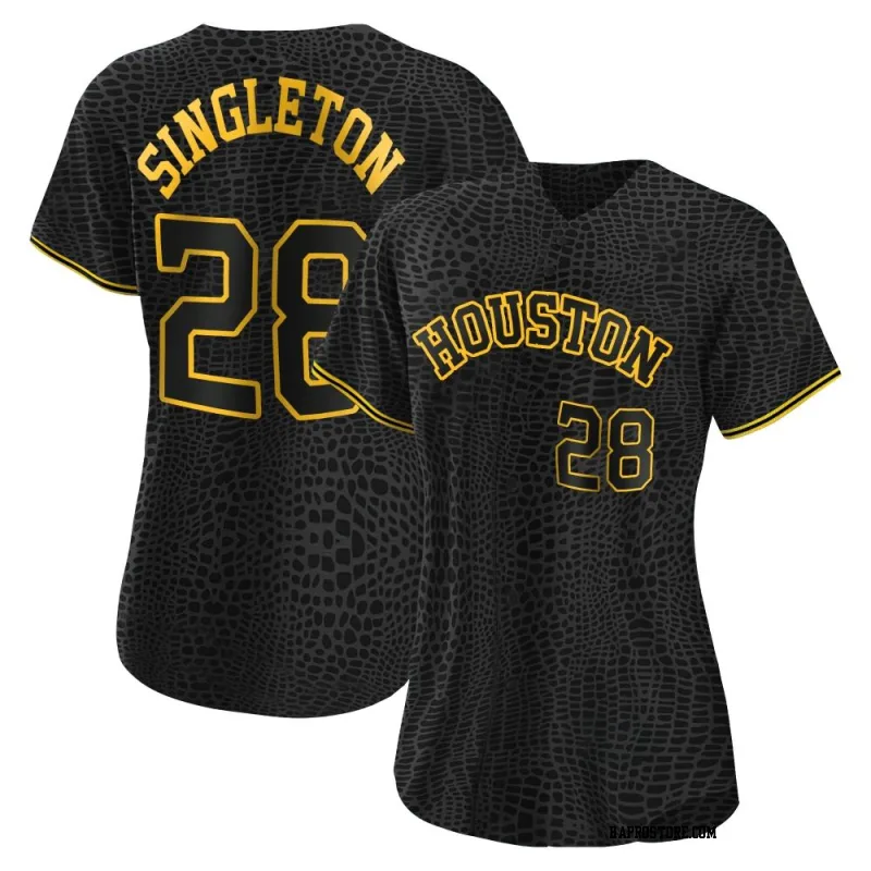 Women's Houston Astros Jon Singleton Authentic Black Snake Skin City Jersey