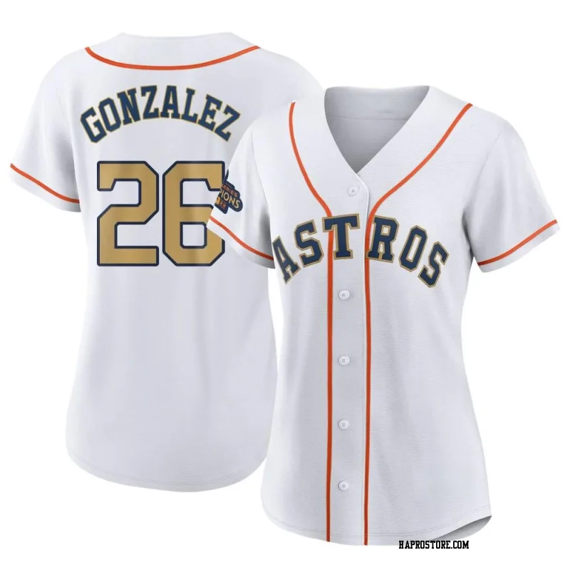 Women's Houston Astros Luis Gonzalez Authentic Gold White 2023 Collection Jersey