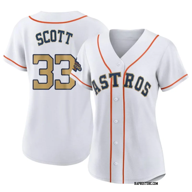 Women's Houston Astros Mike Scott Authentic Gold White 2023 Collection Jersey